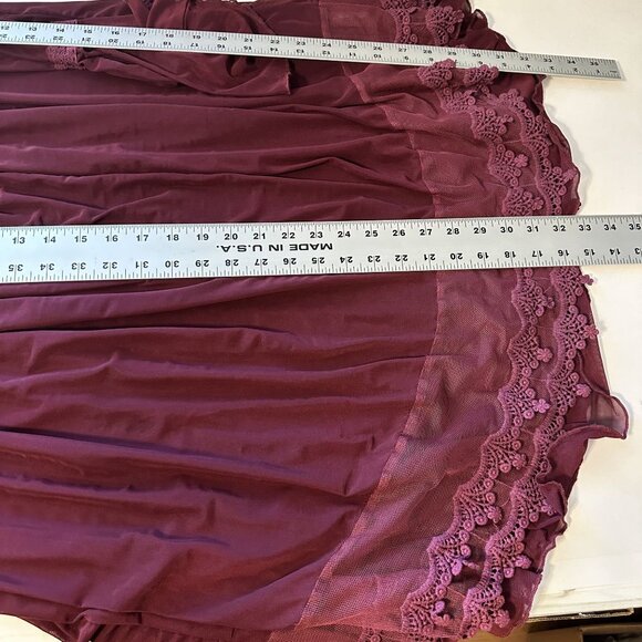 Womens Burgundy Tunic Dress Crochet Bib 1X Andree by Unit Witchy Fairy Layered - Picture 4 of 8